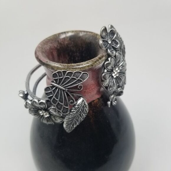 ANTIQUED SILVER LIKE FLOWERS BUTTERFLIES BRACELET - Picture 5 of 11